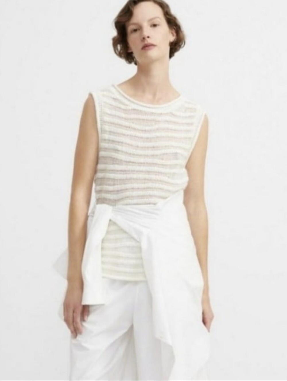 Theory New with Tags Open-Knit Striped Sleeveless Sweater Shell Small